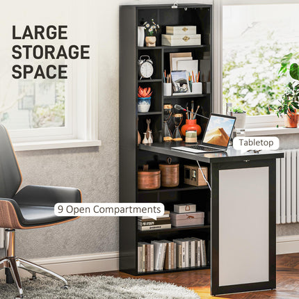 Three-Part Work Desk with Storage and Writing Board - Black