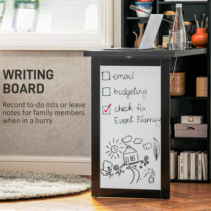 Three-Part Work Desk with Storage and Writing Board - Black