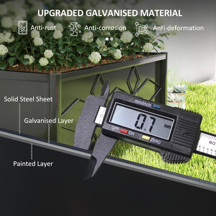 Galvanised Raised Garden Bed with Trellis and Drainage Holes 90x40x120 cm - Black