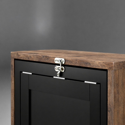 Folding Desk with Blackboard and Side Shelf Multi-function Workstation - Rustic Brown