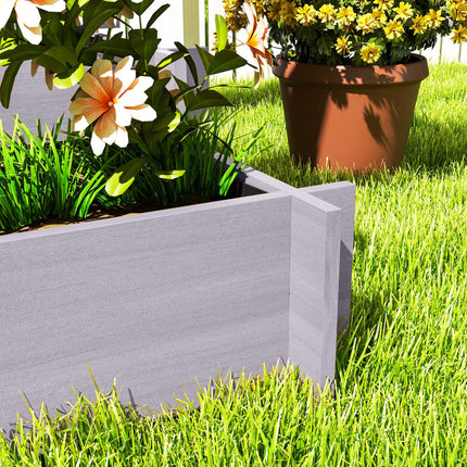 3 Tier Garden Planters with Trellis for Vine Climbing, Wooden Raised Beds, 95x95x110cm, Grey