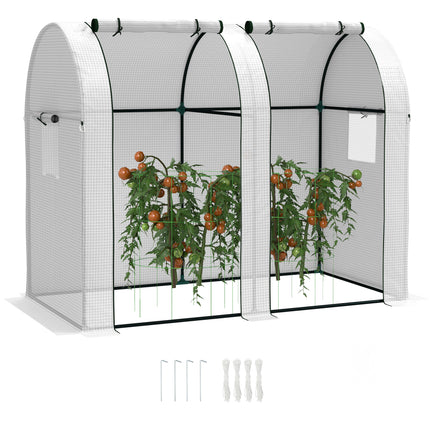 Two-Room 94 x 185cm Mini Greenhouse with Steel Frame - White