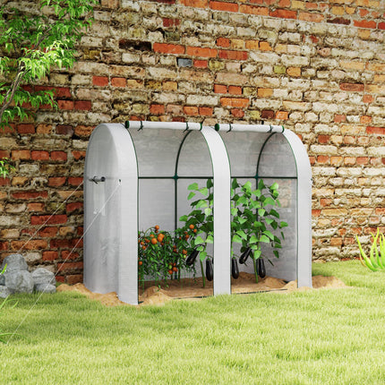 Two-Room 94 x 185cm Mini Greenhouse with Steel Frame - White