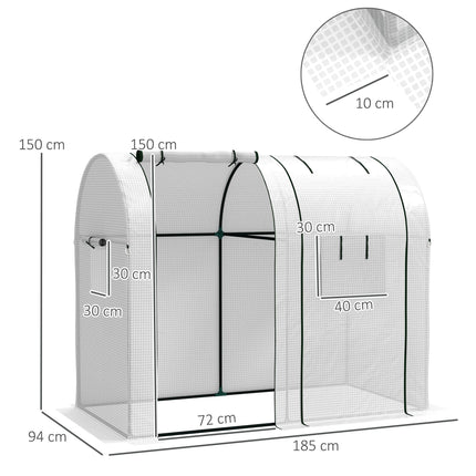 Two-Room 94 x 185cm Mini Greenhouse with Steel Frame - White