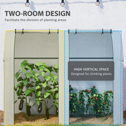 Two-Room 94 x 185cm Mini Greenhouse with Steel Frame - White