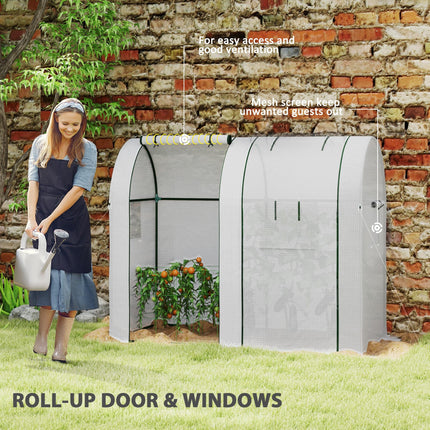Two-Room 94 x 185cm Mini Greenhouse with Steel Frame - White