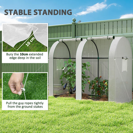 Two-Room 94 x 185cm Mini Greenhouse with Steel Frame - White