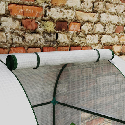 Two-Room 94 x 185cm Mini Greenhouse with Steel Frame - White