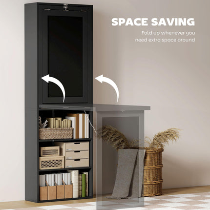 Three-Part Work Desk with Storage and Chalkboard - Black