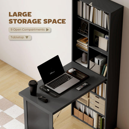 Three-Part Work Desk with Storage and Chalkboard - Black