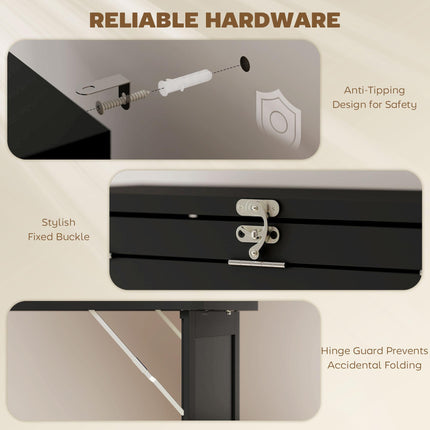 Three-Part Work Desk with Storage and Chalkboard - Black