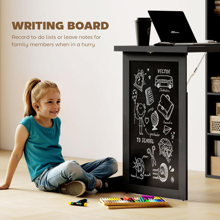 Three-Part Work Desk with Storage and Chalkboard - Black