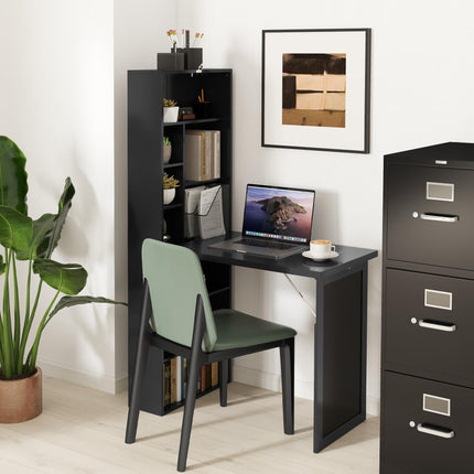 Three-Part Work Desk with Storage and Chalkboard - Black