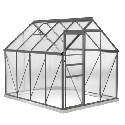 190 x 253 cm Walk-In Polycarbonate Greenhouse - Dark Grey