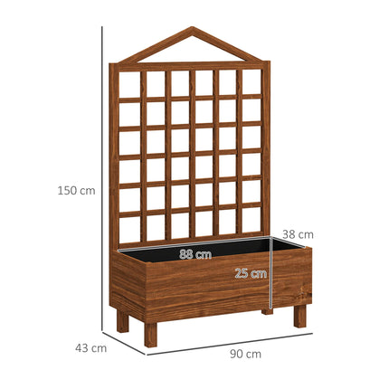 Garden Planter with Trellis for Vine Climbing 90x43x150cm Raised Bed - Brown