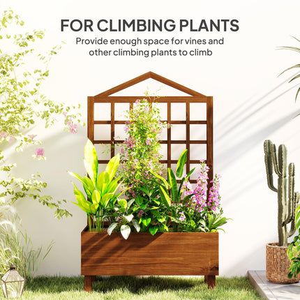 Garden Planter with Trellis for Vine Climbing 90x43x150cm Raised Bed - Brown