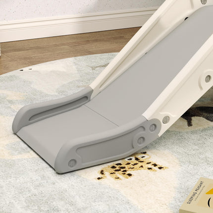 3-in-1 Toddler Slide with Climber and Basketball Hoop for Ages 2-5 - Cream White