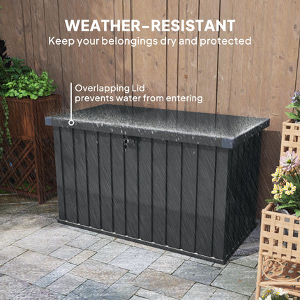 400L Galvanised Steel Garden Storage Box - Dark Grey