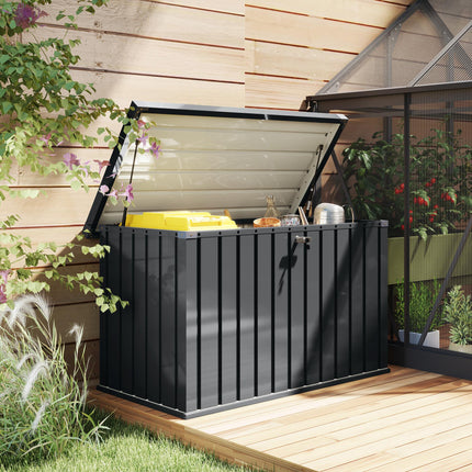 400L Galvanised Steel Garden Storage Box - Dark Grey