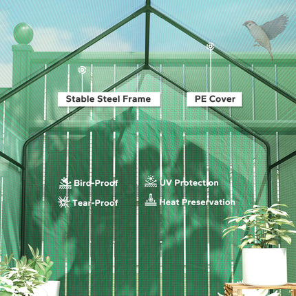 120 x 186cm Walk-In Greenhouse with Shelves and Steel Frame - Green