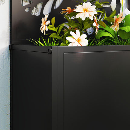 Outdoor Metal Planter with Back Trellis 61x23x113cm - Black