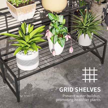 Three-Tier Metal Plant Shelf - Black