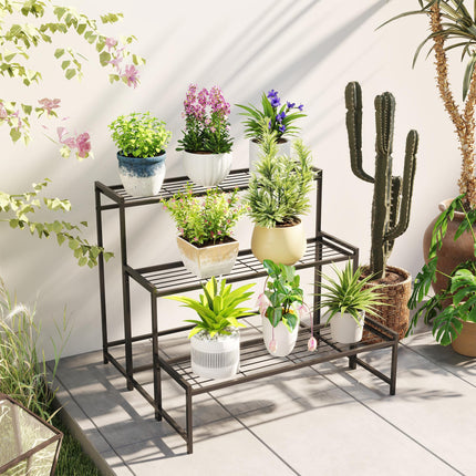 Three-Tier Metal Plant Shelf - Black