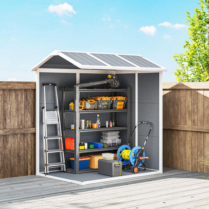 4x6ft Plastic Garden Shed with Floor and Lockable Door - Grey