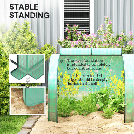 395  x 100 cm Low Tunnel Greenhouse - Green