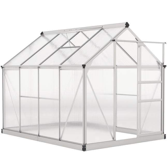 6 x 8ft Walk-In Greenhouse, with Sliding Door - Clear