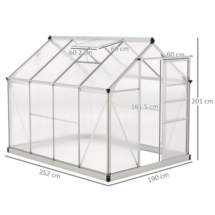 6 x 8ft Walk-In Greenhouse, with Sliding Door - Clear