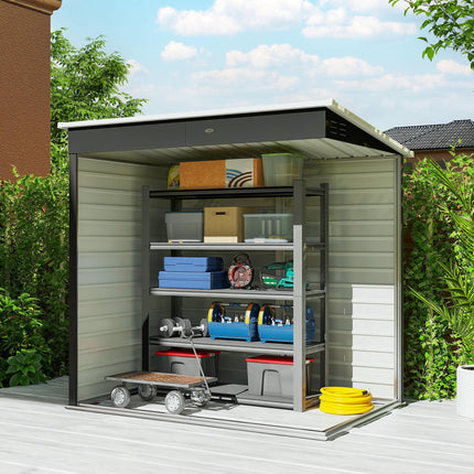 6 x 4ft Metal Garden Storage Shed with Lockable Door - Dark Grey