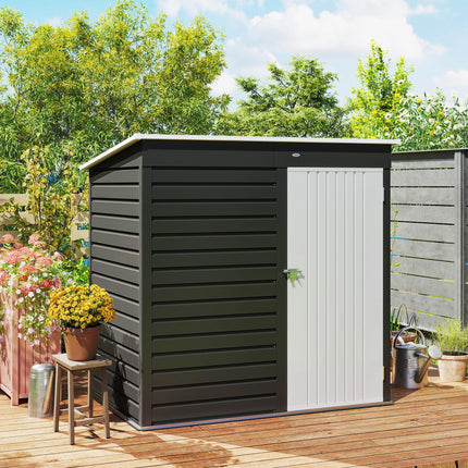 6 x 4ft Metal Garden Storage Shed with Lockable Door - Dark Grey
