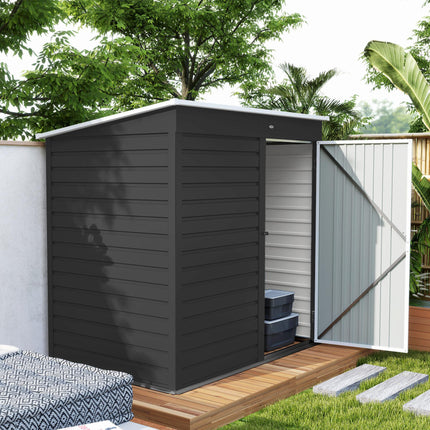 6 x 4ft Metal Garden Storage Shed with Lockable Door - Dark Grey