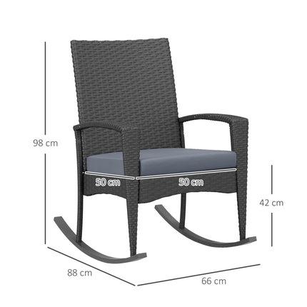 Outdoor PE Rattan Rocking Chair Set of 2, Garden Rocking Chair Set with Armrest