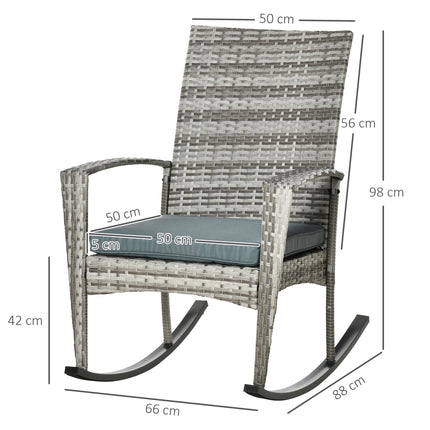 Outdoor PE Rattan Rocking Chair Set of 2, Garden Rocking Chair Set with Armrest
