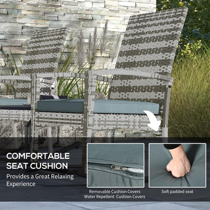 Outdoor PE Rattan Rocking Chair Set of 2, Garden Rocking Chair Set with Armrest