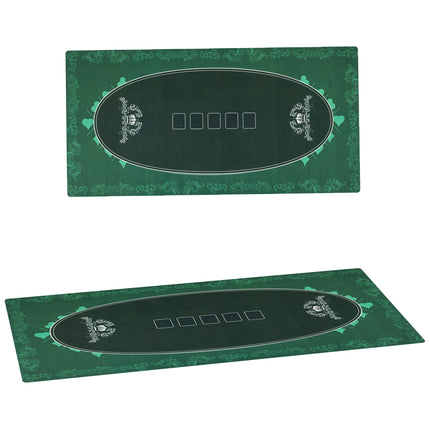 Professional Texas Hold'em Poker Table Mat 239.3 x 115.5 cm 12 Player Water-Resistant with Carry Bag - Green