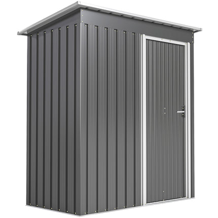 5 x 3ft Garden Storage Shed with Sliding Door and Sloped Roof - Light Grey