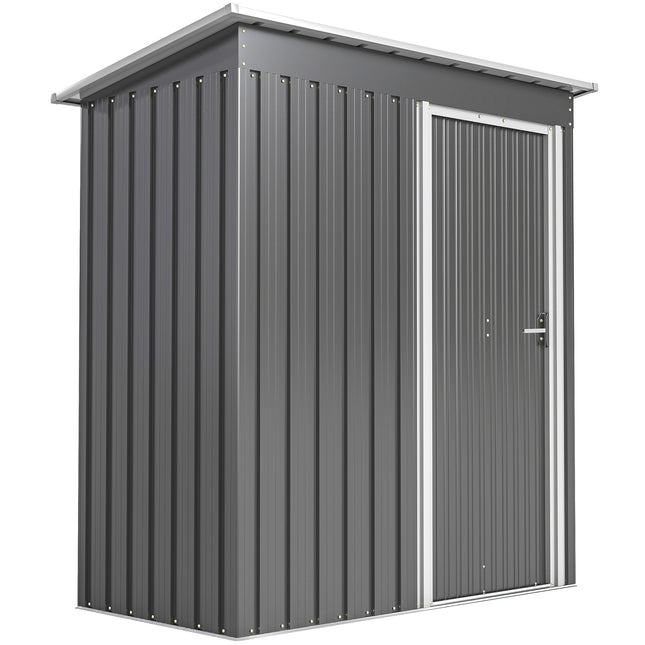 5 x 3ft Garden Storage Shed with Sliding Door and Sloped Roof - Light Grey