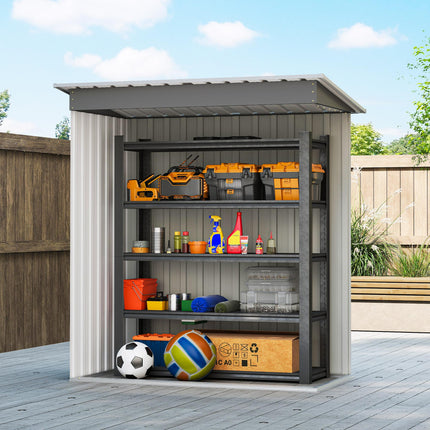 5 x 3ft Garden Storage Shed with Sliding Door and Sloped Roof - Light Grey