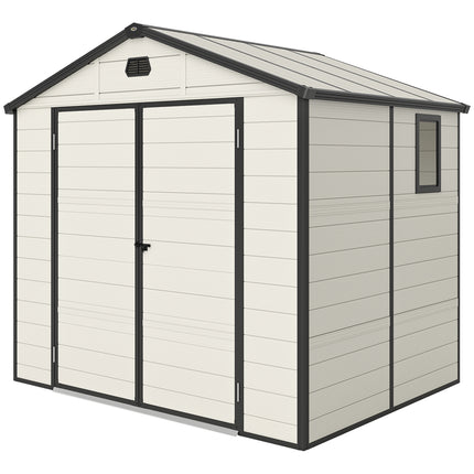7.9ft x 6.2ft Aluminium Frame Garden Storage Shed with Foundation - Cream White