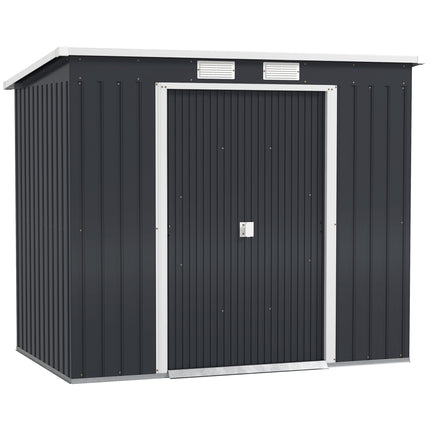 7 x 4ft Galvanised Steel Garden Shed with Foundation Kit - Dark Grey