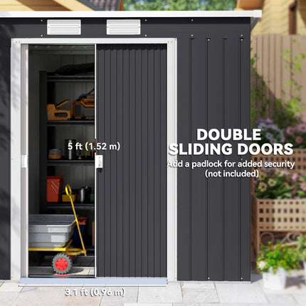 7 x 4ft Galvanised Steel Garden Shed with Foundation Kit - Dark Grey