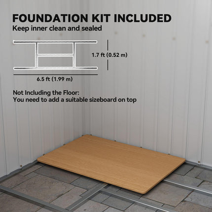 7 x 4ft Galvanised Steel Garden Shed with Foundation Kit - Dark Grey