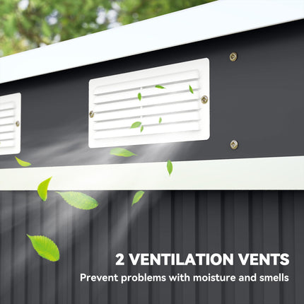 7 x 4ft Galvanised Steel Garden Shed with Foundation Kit - Dark Grey