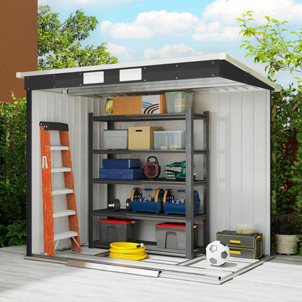 7 x 4ft Galvanised Steel Garden Shed with Foundation Kit - Dark Grey