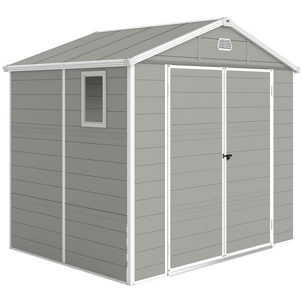 7.9ft x 6.2ft Aluminium Frame Garden Storage Shed with Foundation - Light Grey