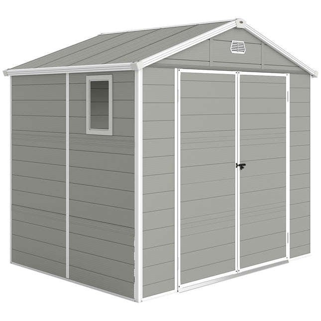 7.9ft x 6.2ft Aluminium Frame Garden Storage Shed with Foundation - Light Grey