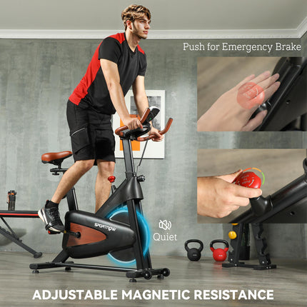 Quiet Stationary Exercise Bike with Adjustable Resistance, Seat, Black